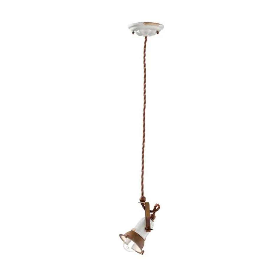 Lampada sospensione orientabile in ceramica e metallo Alayna Ferroluce Viadurini