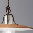 Lampada Sospensione Saliscendi in Ferro e Ceramica Grezza a Mano - Bologna Viadurini