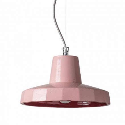 Lampada sospesa 30 cm, in ottone e maiolica toscana, Rossi Toscot Viadurini