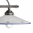 Lampada Sospesa a 2 Luci in Ceramica Dipinta a Mano e Ferro Design - Asti Viadurini