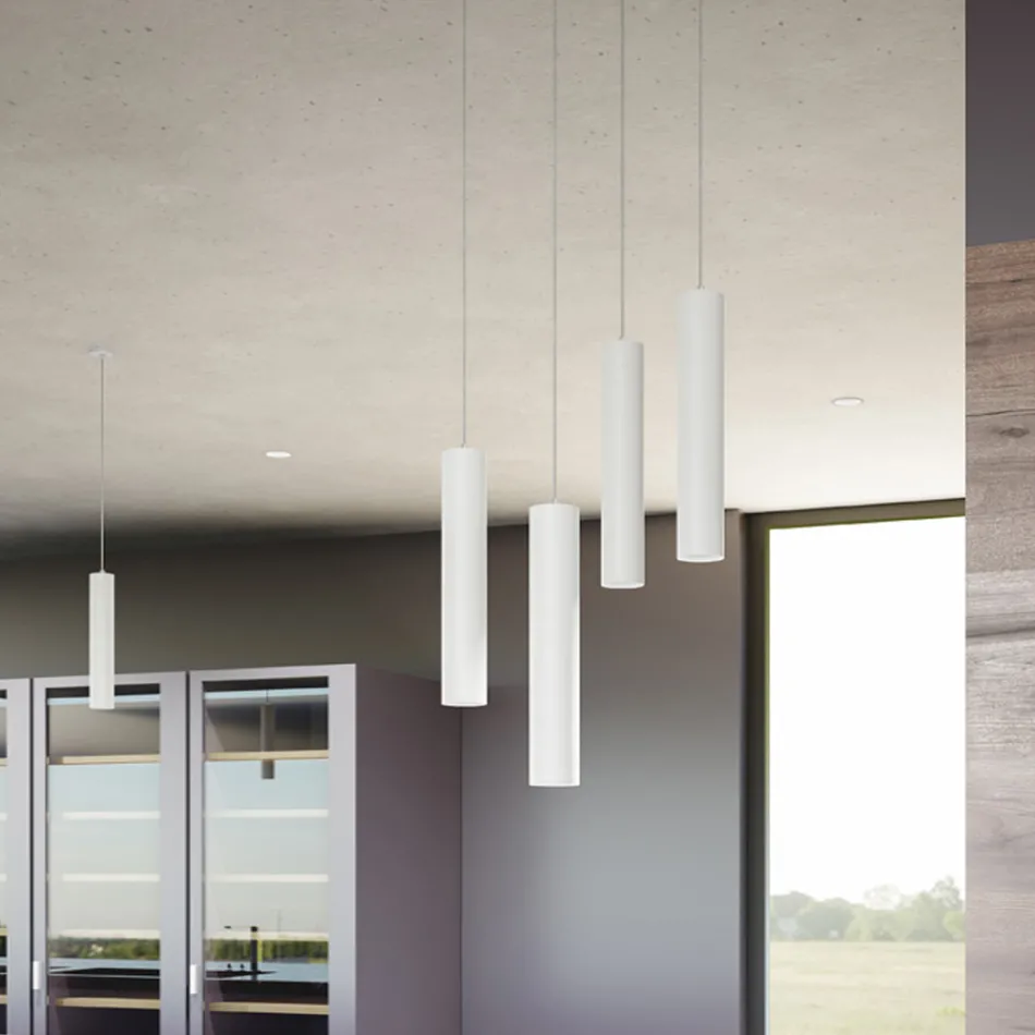 Lampada Sospesa a Led 7W in Alluminio Bianco o Nero da Incasso - Rebolla Viadurini