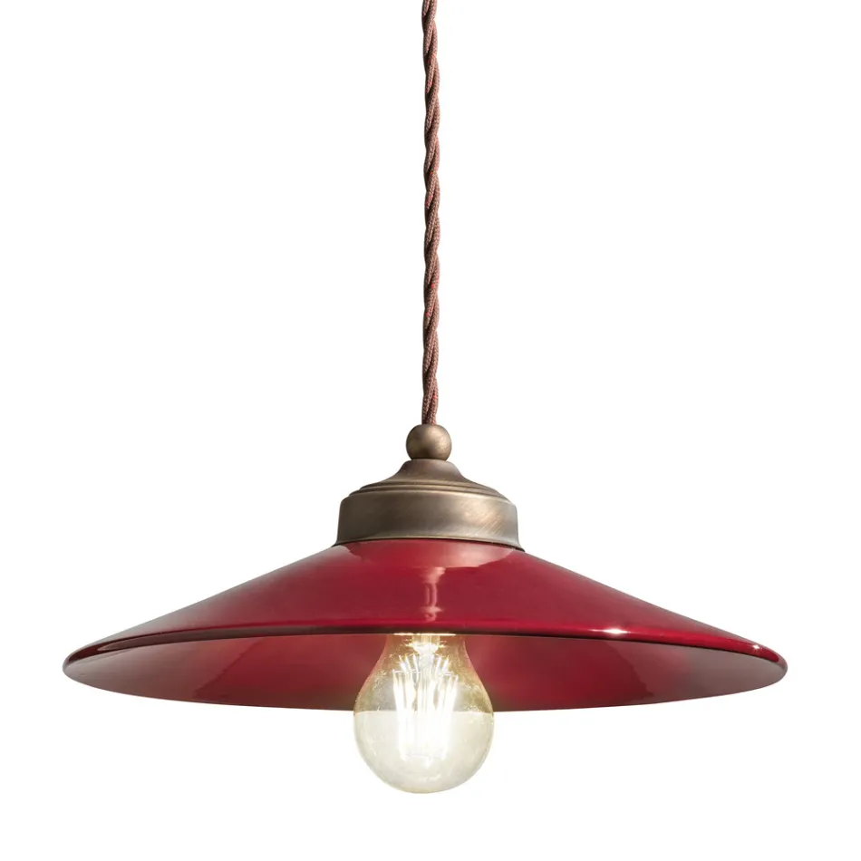 Lampada Sospesa Artigianale Ceramica e Ottone Anticato Vintage - Colors Viadurini