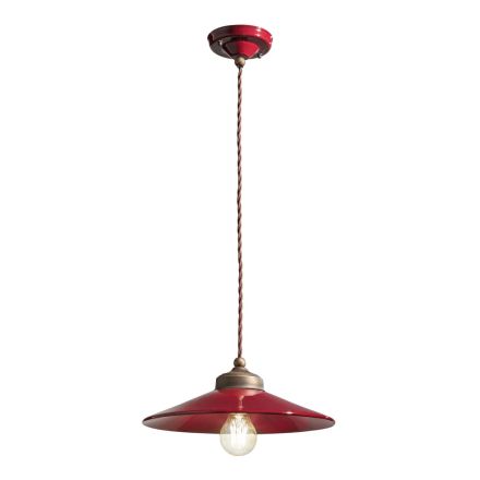 Lampada Sospesa Artigianale Ceramica e Ottone Anticato Vintage - Colors Viadurini