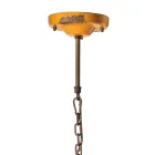 Lampada Sospesa Artigianale in Ferro e Ceramica con Griglia - Industrial Viadurini