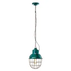 Lampada Sospesa Artigianale in Ferro e Ceramica con Griglia - Industrial Viadurini