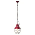Lampada Sospesa Artigianale in Ferro e Ceramica con Griglia - Industrial Viadurini