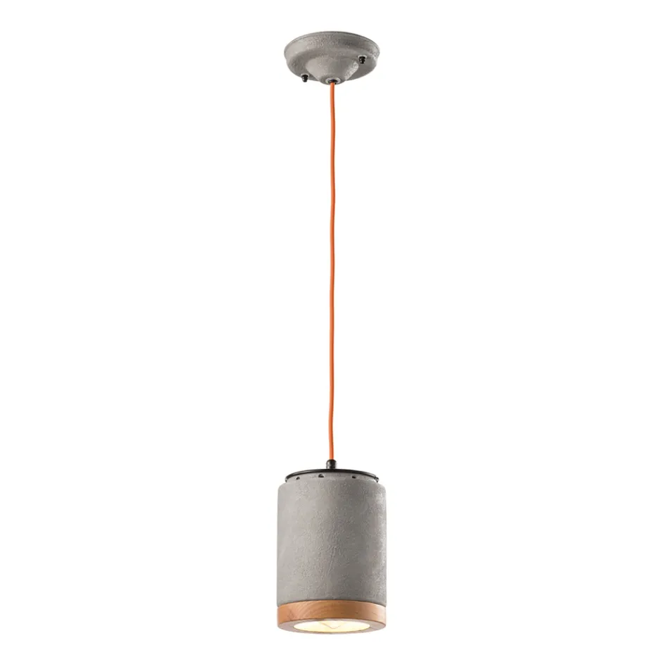 Lampada Sospesa Artigianale in Legno e Ceramica Stile Nordico - Nateca Viadurini