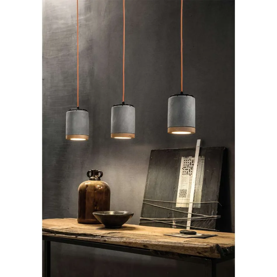 Lampada Sospesa Artigianale in Legno e Ceramica Stile Nordico - Nateca Viadurini