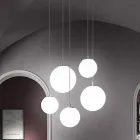Lampada Sospesa Artigianale in Vetro Bianco di Venezia Soffiato - Neve Viadurini