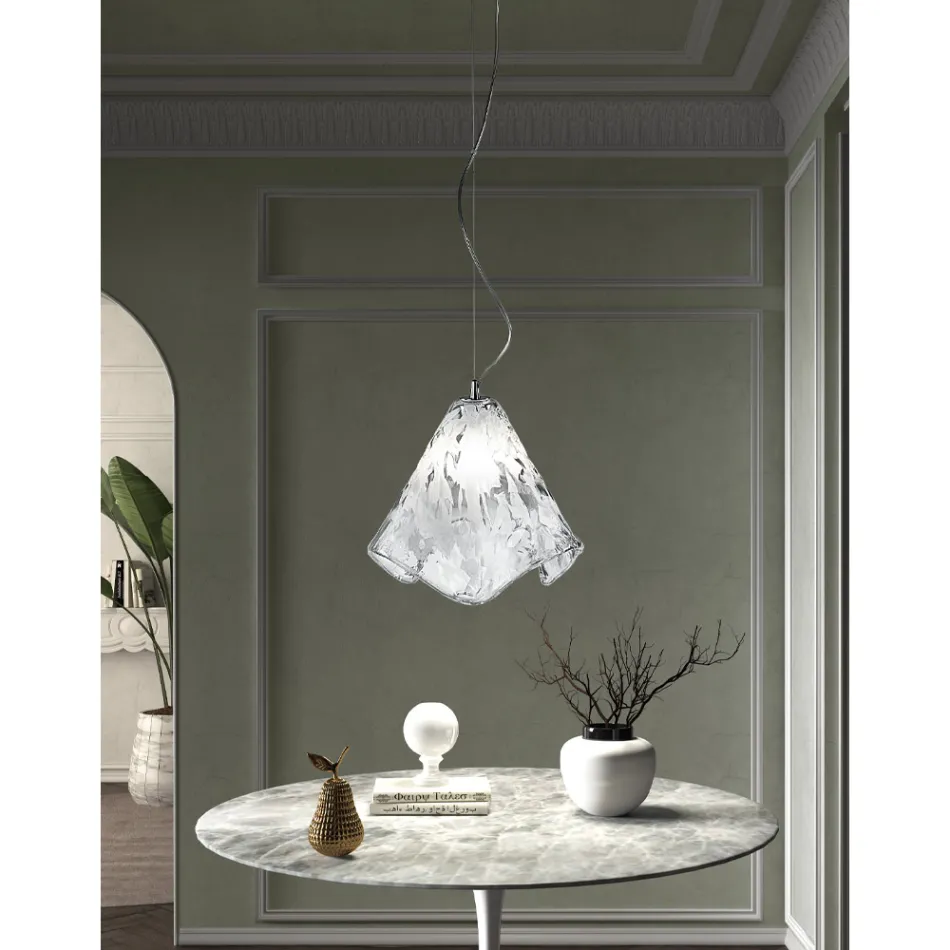 Lampada Sospesa Artigianale in Vetro di Venezia Soffiato 35 46 cm - Mary Viadurini
