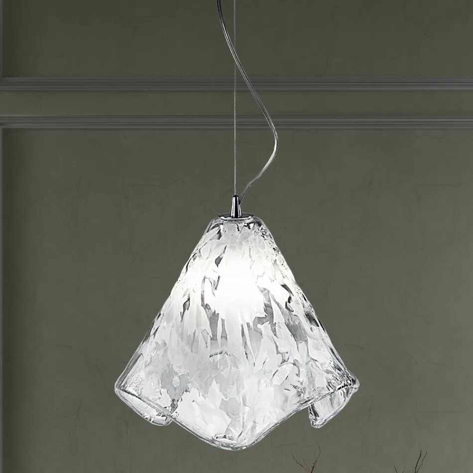 Lampada Sospesa Artigianale in Vetro di Venezia Soffiato 35 46 cm - Mary Viadurini