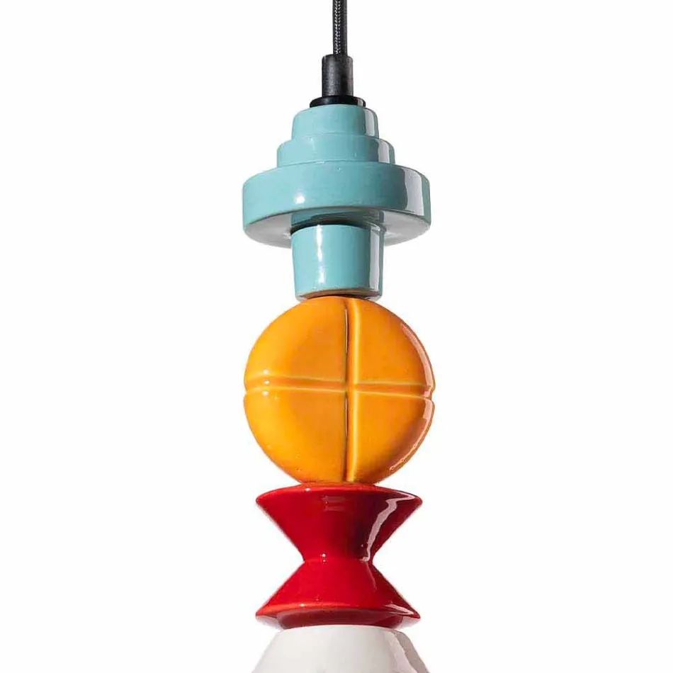 Lampada Sospesa Ceramica Giallo o Verde Retrò Made in Italy – Ferroluce Lariat Viadurini