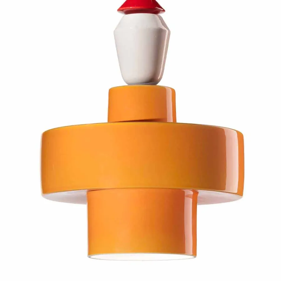 Lampada Sospesa Ceramica Giallo o Verde Retrò Made in Italy – Ferroluce Lariat Viadurini