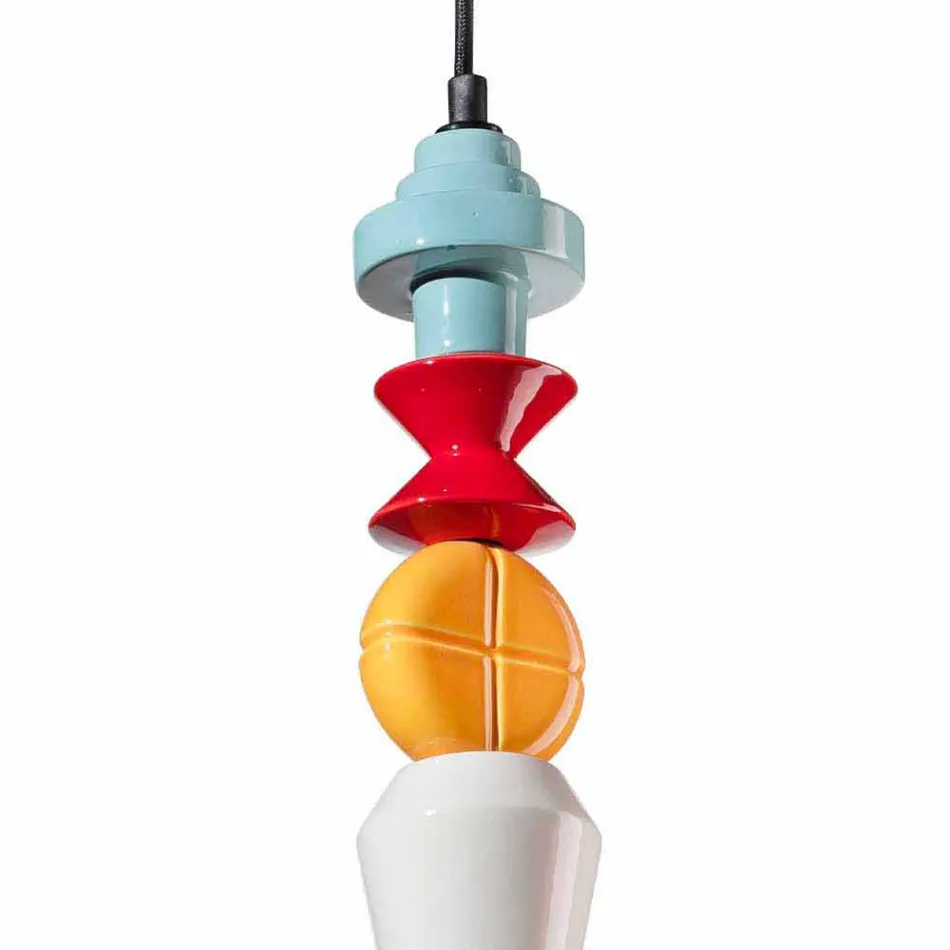 Lampada Sospesa Ceramica Giallo o Verde Retrò Made in Italy – Ferroluce Lariat Viadurini