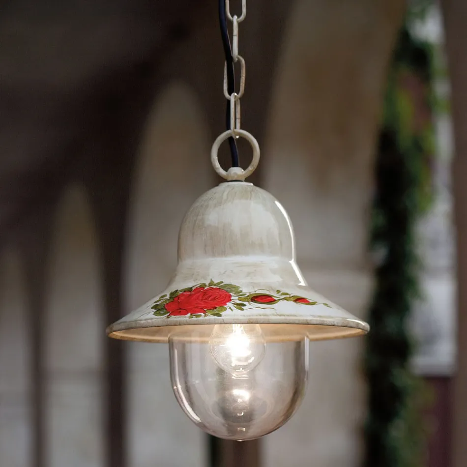 Lampada Sospesa da Esterno in Alluminio Bianco Dipinto a Mano - Imperia Viadurini