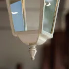 Lampada Sospesa da Esterno in Alluminio Bianco e Decoro a Mano - Gorizia Viadurini