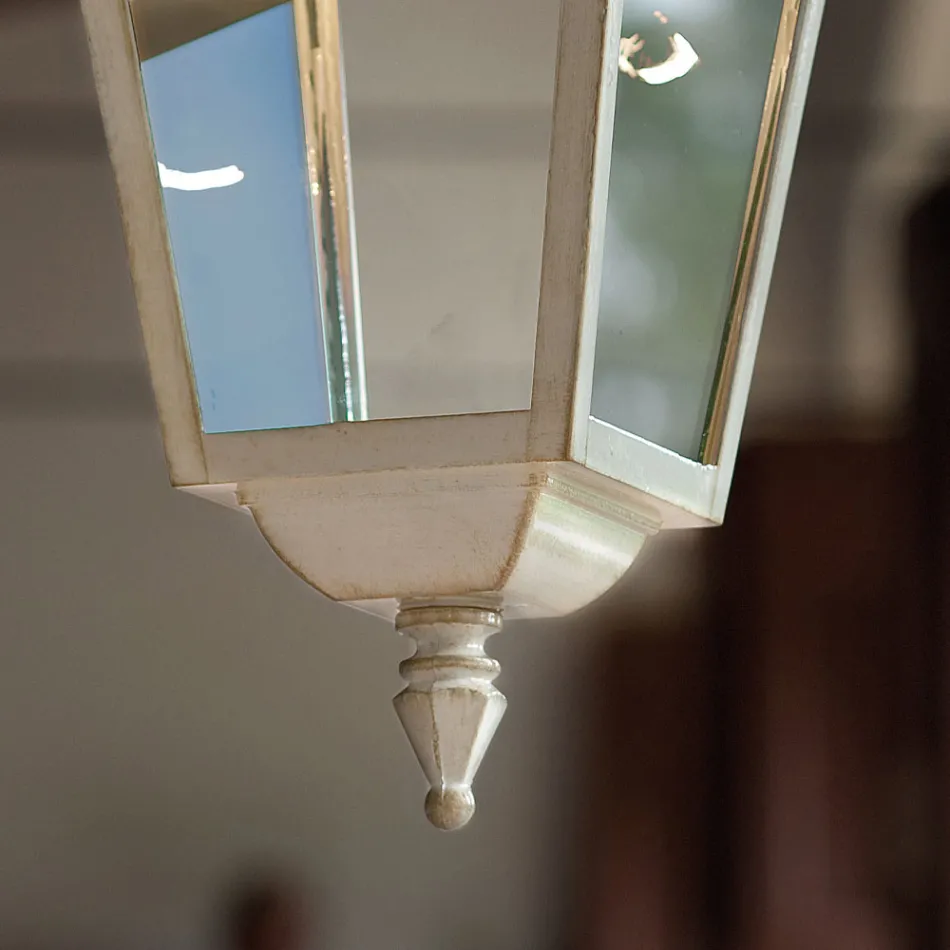 Lampada Sospesa da Esterno in Alluminio Bianco e Decoro a Mano - Gorizia Viadurini