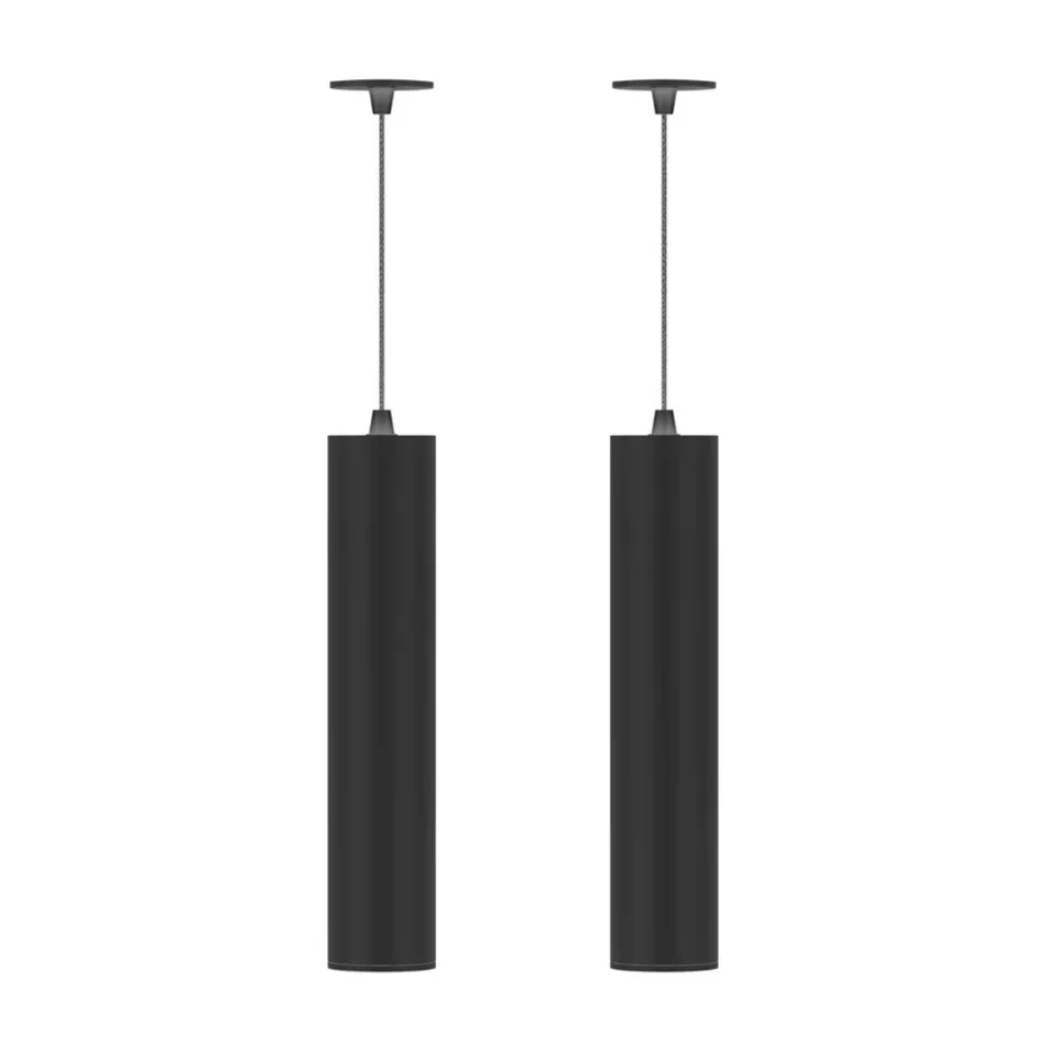 Lampada Sospesa da Incasso in Alluminio Bianco o Nero, 2 Pezzi - Rebolla Viadurini