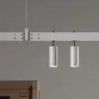 Lampada Sospesa Design Alluminio Bianco con Sfere Vetro e Faretti - Esodo Viadurini