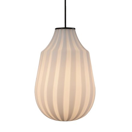 Lampada Sospesa Design Allungato in Vetro Bianco in Filigrana - Caravan Viadurini
