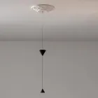 Lampada Sospesa di Design in Gesso bianco e Alluminio Nero 2 Coni - Tesera Viadurini