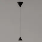 Lampada Sospesa di Design in Gesso bianco e Alluminio Nero 2 Coni - Tesera Viadurini