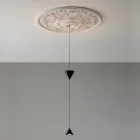 Lampada Sospesa di Design in Gesso bianco e Alluminio Nero 2 Coni - Tesera Viadurini