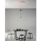 Lampada Sospesa di Design in Gesso bianco e Alluminio Nero 2 Coni - Tesera Viadurini