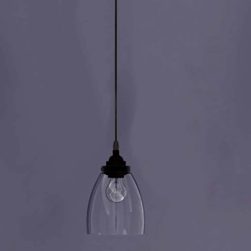 Lampada Sospesa di Design in Metallo e Vetro Trasparente Made in Italy - Clizia Viadurini