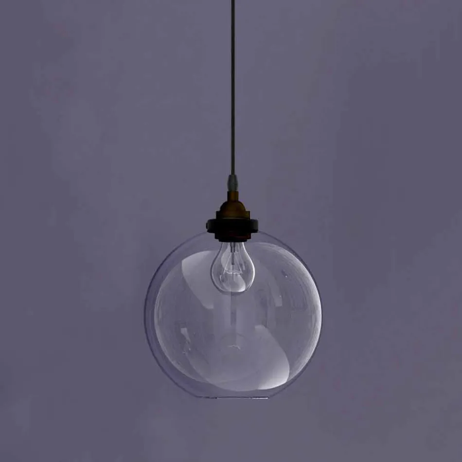 Lampada Sospesa di Design in Metallo e Vetro Trasparente Made in Italy - Clizia Viadurini