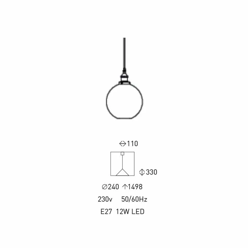 Lampada Sospesa di Design in Metallo e Vetro Trasparente Made in Italy - Clizia Viadurini
