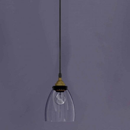 Lampada Sospesa di Design in Metallo e Vetro Trasparente Made in Italy - Clizia Viadurini