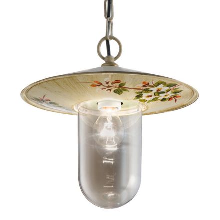 Lampada Sospesa Esterno in Alluminio Decoro Fiori Dipinto a Mano - Genova Viadurini