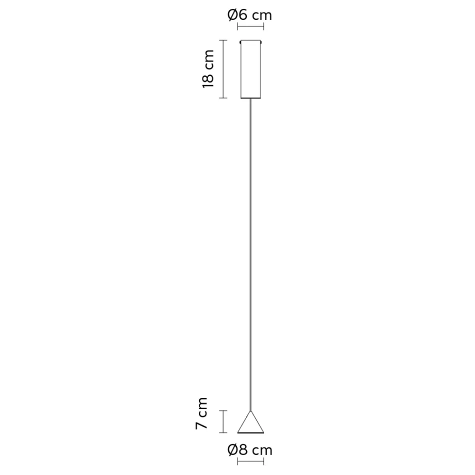 Lampada Sospesa Filo Alluminio Nero Cono Piccolo Design Minimale - Mercado Viadurini