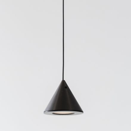 Lampada Sospesa Filo Alluminio Nero Cono Piccolo Design Minimale - Mercado Viadurini