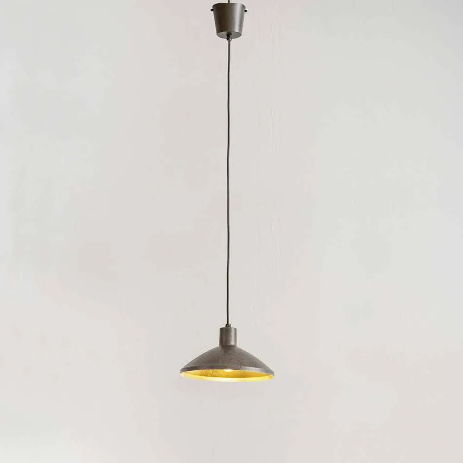 Lampada Sospesa in Acciaio Anticato Diametro 310 mm – Materia Aldo Bernardi Viadurini