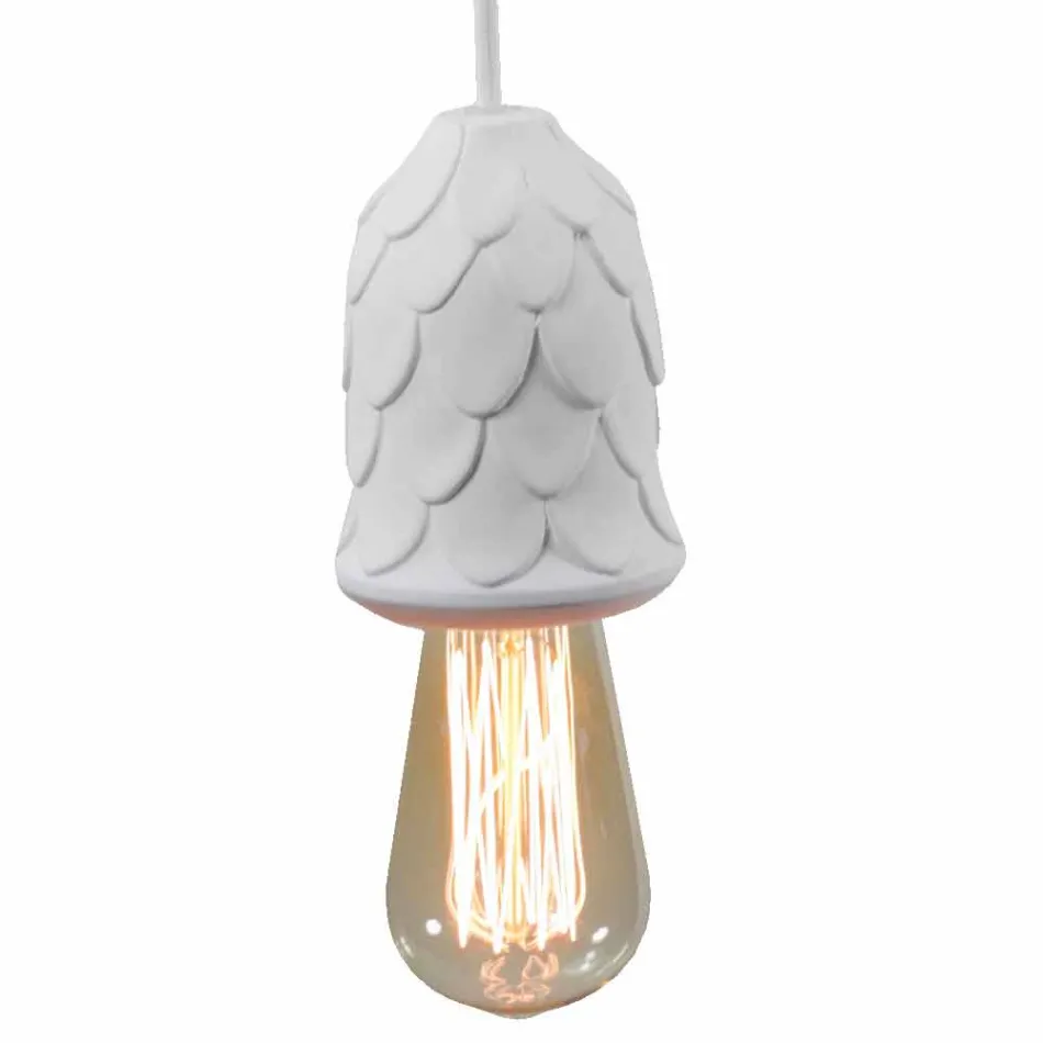 Lampada Sospesa in Ceramica Bianca Opaca con Scoiattolo e Ghianda - Scoiattolo Viadurini