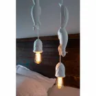 Lampada Sospesa in Ceramica Bianca Opaca con Scoiattolo e Ghianda - Scoiattolo Viadurini