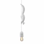 Lampada Sospesa in Ceramica Bianca Opaca con Scoiattolo e Ghianda - Scoiattolo Viadurini