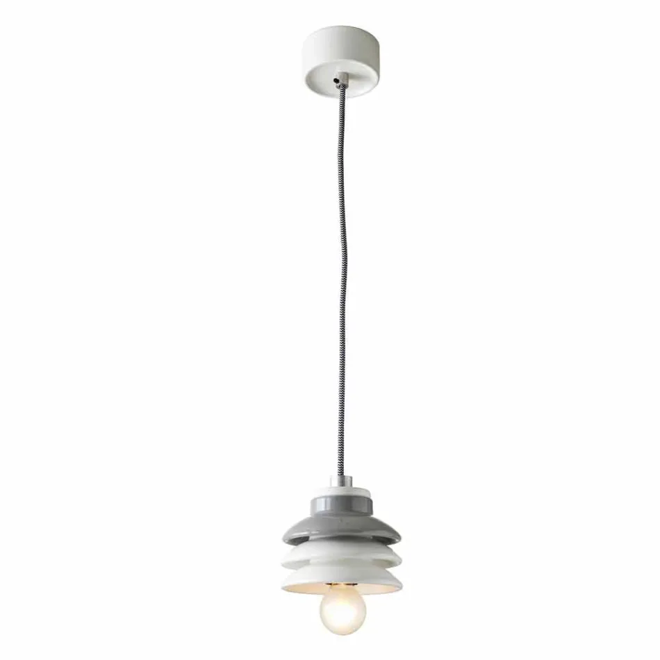 Lampada sospesa in ceramica e alluminio moderna fatta in Italia Asia Viadurini