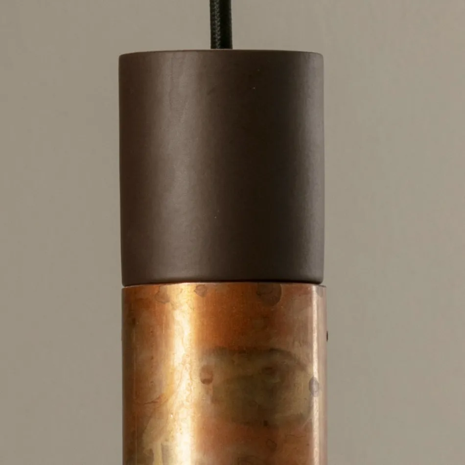 Lampada Sospesa in Ceramica e Rame Realizzata a Mano in Italia - Toscot Match Viadurini