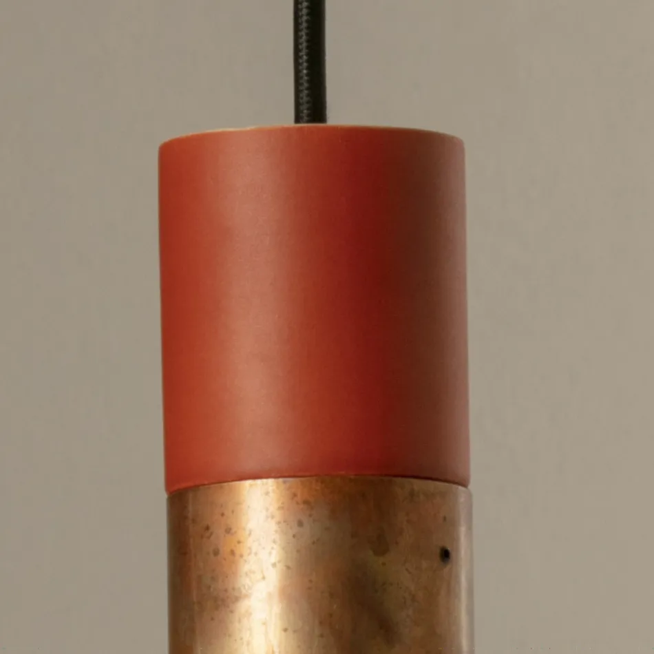 Lampada Sospesa in Ceramica e Rame Realizzata a Mano in Italia - Toscot Match Viadurini