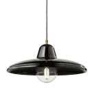 Lampada Sospesa in Ceramica Nera e Ferro Design Vintage Industriale - Bew Viadurini
