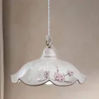 Lampada Sospesa in Ferro e Ceramica Ondulata Decorata a Mano - Belluno Viadurini