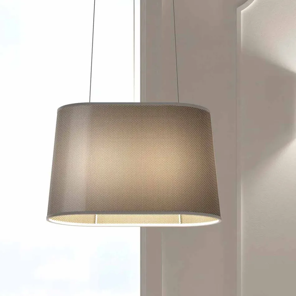 Lampada Sospesa in Metallo con Paralume in Rete o Lino Made in Italy - Jump Viadurini