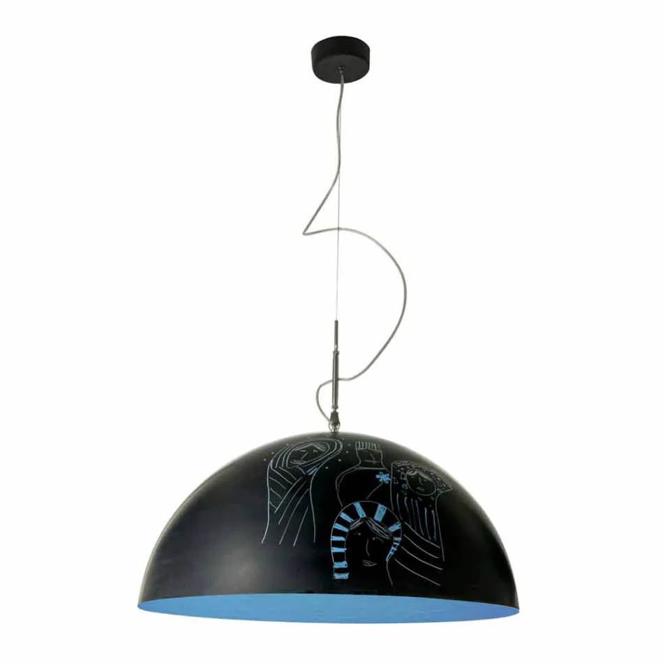 Lampada sospesa in resina In-es.artdesign Mezza Luna Lavagna moderna Viadurini
