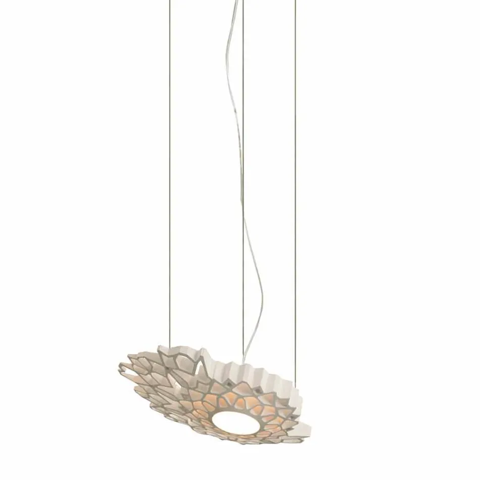Lampada Sospesa in Tecnopolimero Bianco o Oro Design 2 Dimensioni - Cattedrale Viadurini