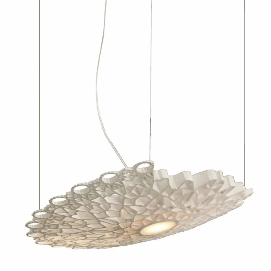 Lampada Sospesa in Tecnopolimero Bianco o Oro Design 2 Dimensioni - Cattedrale Viadurini