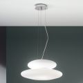 Lampada Sospesa in Vetro Bianco Soffiato e Metallo Cromato - Illumina