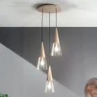 Lampada Sospesa in Vetro Soffiato con Struttura in Metallo - Trentino Viadurini